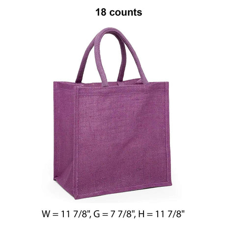 Jute Shopping Bags - Laminated Interior 11 7/8 '' X 7 7/8 '' X 11 7/8 '' Lavender