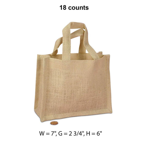 Small Jute Handle Bags - Trimmed Bottom 7 '' X 2 3/4 '' X 6 ''