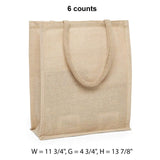 Natural Jute Shopping Bags 11 3/4 '' X 4 3/4 '' X 13 7/8 '' Fine Weave Large
