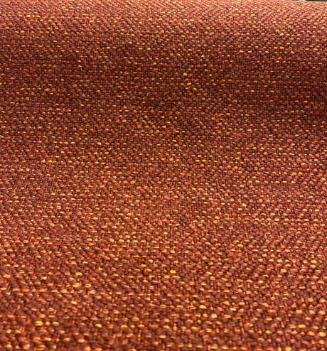 Presley Red Henna Tweed Chenille Upholstery Fabric - Maroon Red With Gold And Black Specs, 56" Width (1 Yard)