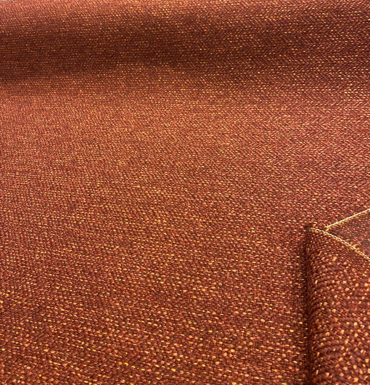 Presley Red Henna Tweed Chenille Upholstery Fabric - Maroon Red With Gold And Black Specs, 56" Width (1 Yard)