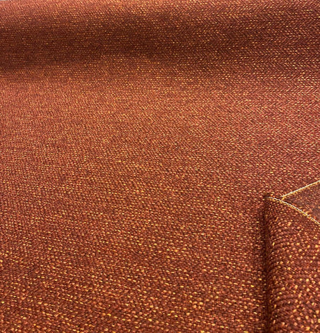 Presley Red Henna Tweed Chenille Upholstery Fabric - Maroon Red With Gold And Black Specs, 56" Width (1 Yard)
