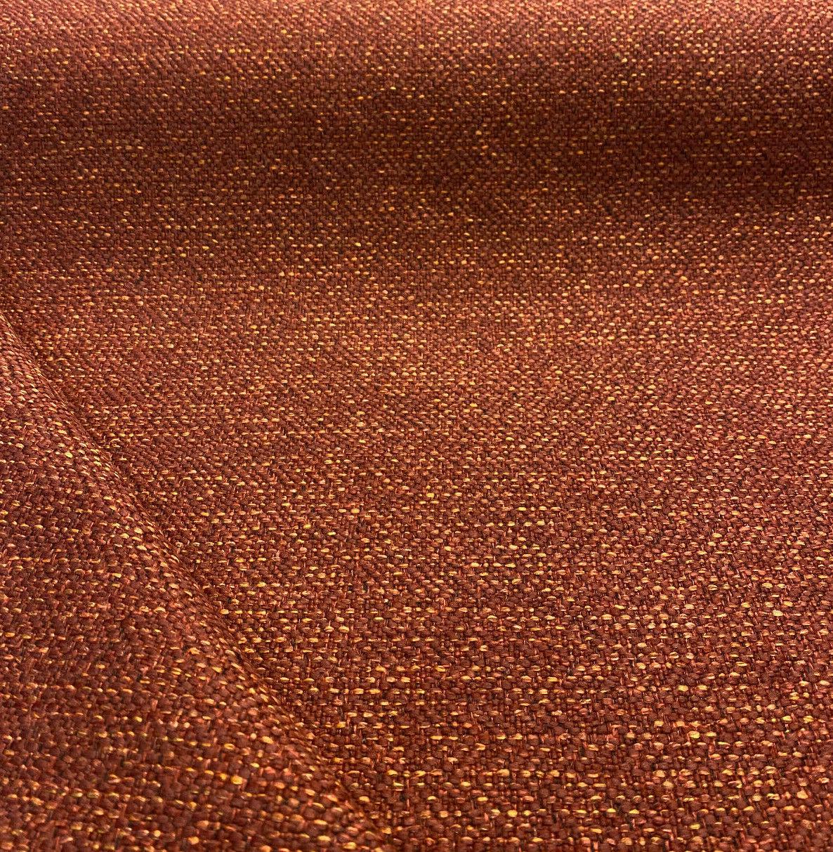 Presley Red Henna Tweed Chenille Upholstery Fabric - Maroon Red With Gold And Black Specs, 56" Width (1 Yard)