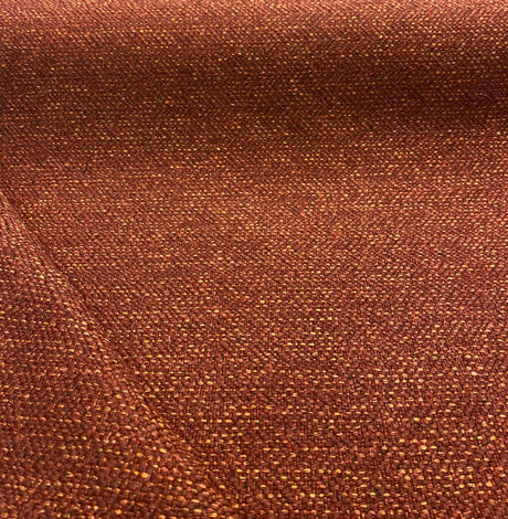 Presley Red Henna Tweed Chenille Upholstery Fabric - Maroon Red With Gold And Black Specs, 56" Width (1 Yard)
