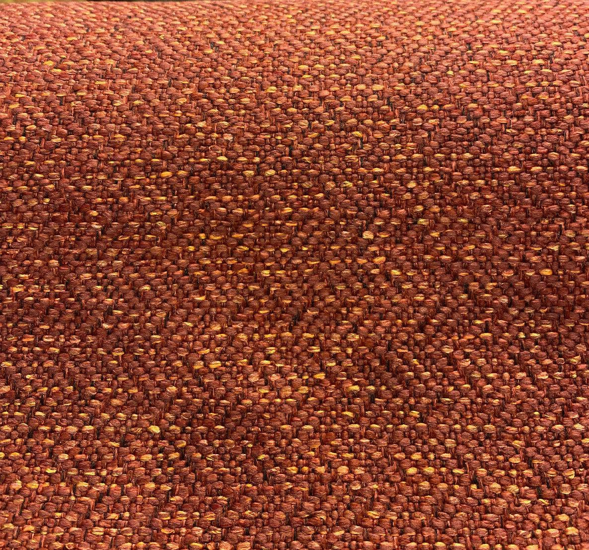Presley Red Henna Tweed Chenille Upholstery Fabric - Maroon Red With Gold And Black Specs, 56" Width (1 Yard)