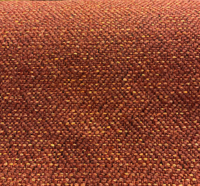 Presley Red Henna Tweed Chenille Upholstery Fabric - Maroon Red With Gold And Black Specs, 56" Width (1 Yard)