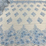 1 Yard - Beaded 3D Floral Lace Fabric Embroidered on 100% Polyester Net Mesh - 52" Wide