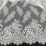 3 Yards Chantilly Embroidered Lace Fabric with Eyelash Scallop
