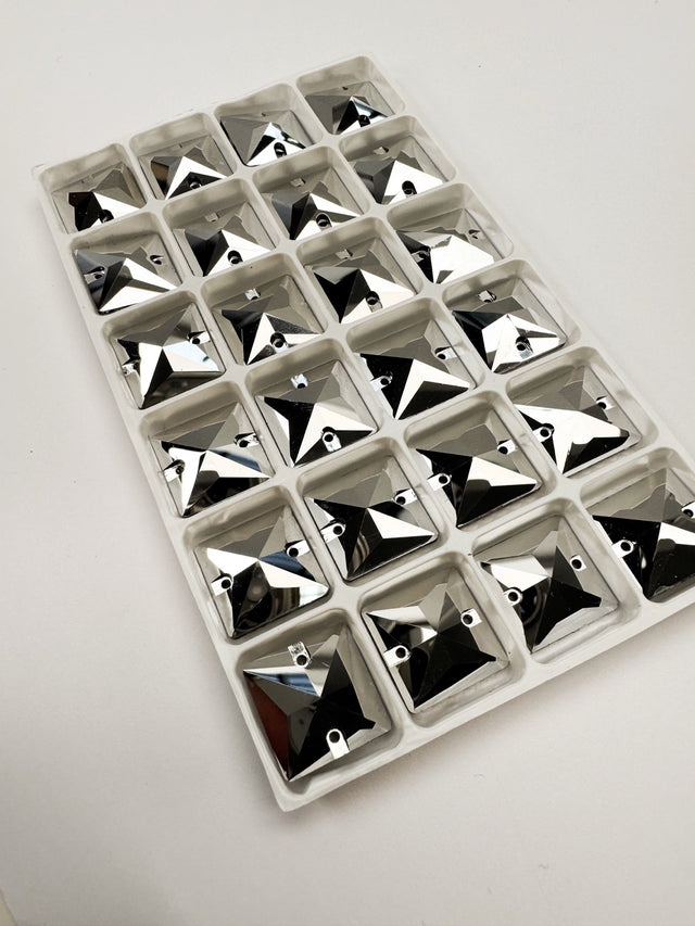 Silver Sewing Notions With Crystals