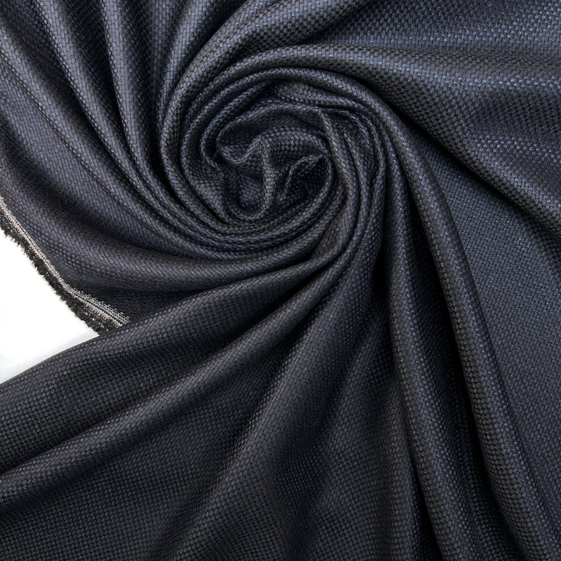 Polyester Cotton Jacquard Suiting Fabric Blue Black