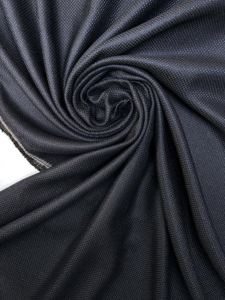 Polyester Cotton Jacquard Suiting Fabric Blue Black