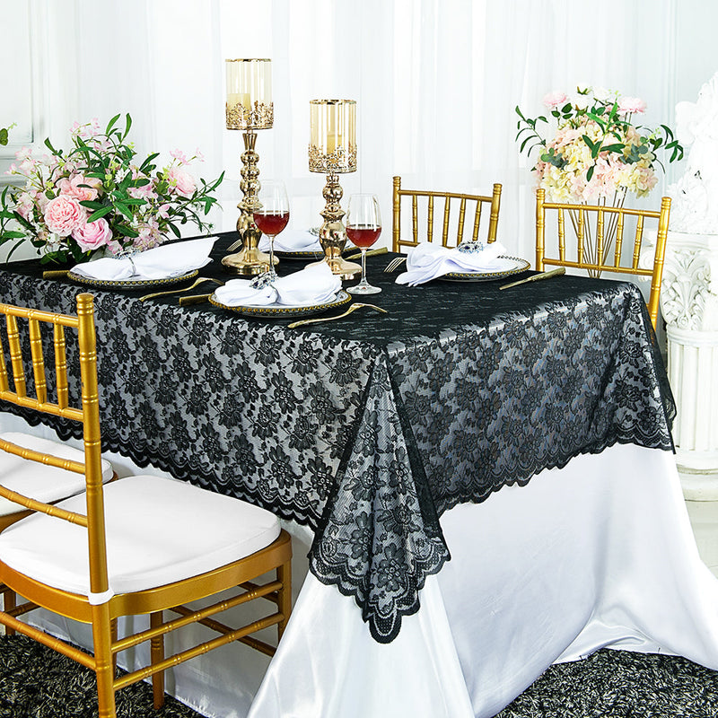 Lace Rectangular Table Overlay 54x108 Black