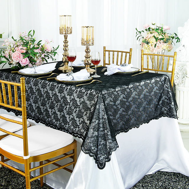 Lace Rectangular Table Overlay 54x108 Black