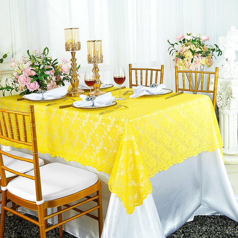Lace Rectangular Table Overlay Topper 54x108 Canary Yellow