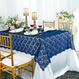 Lace Rectangular Table Overlay Topper 54x108 Navy Blue