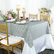 Lace Rectangular Table Overlay Topper 54x108 Silver