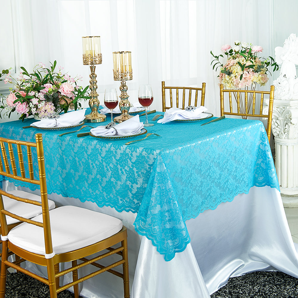 Lace Rectangular Table Overlay 54x108 Turquoise