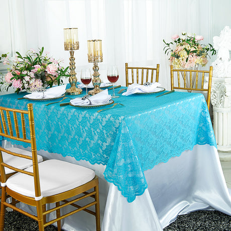 Lace Rectangular Table Overlay 54x108 Turquoise