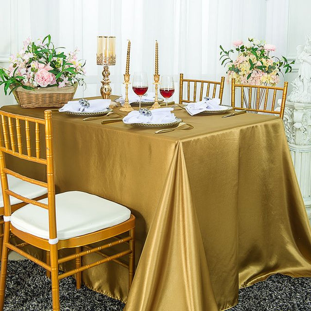 Satin Rectangular Tablecloth 90x156 Antique Gold