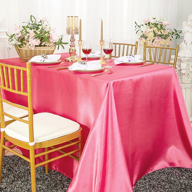 Rectangular Satin Tablecloth 72x120 Bubble Gum