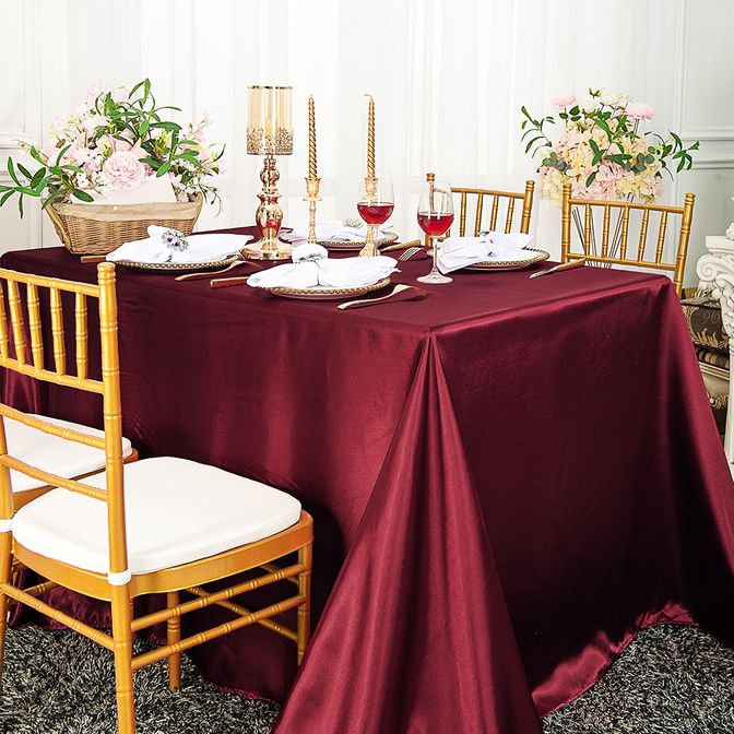Silky Satin Rectangular Tablecloth for Events