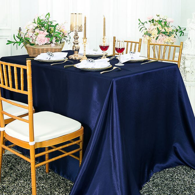 Rectangular Satin Tablecloth 90x132 Navy Blue