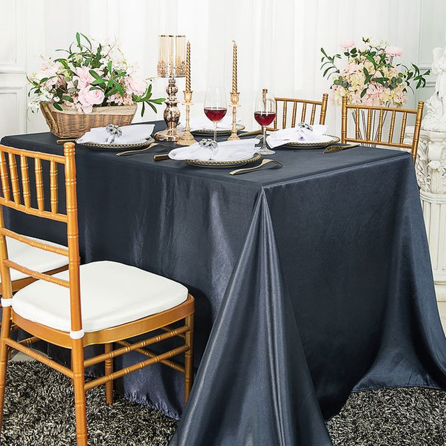 Rectangular Satin Tablecloth 72x120 Pewter/Charcoal