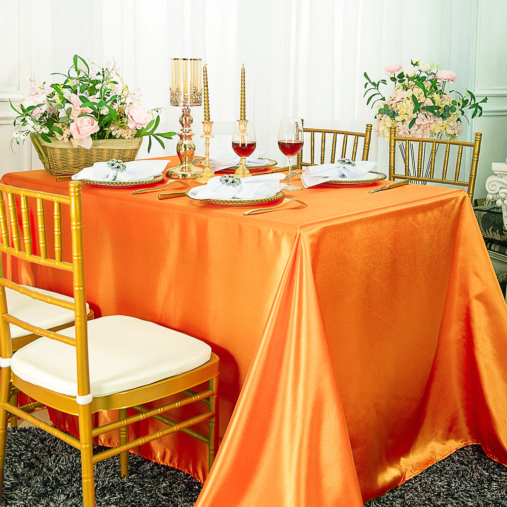 Rectangular Satin Tablecloth 72x120 Tangerine