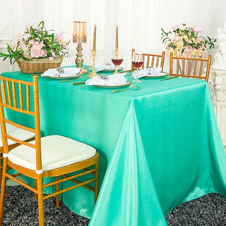 Rectangular Satin Tablecloth Overlay 54x108 Tiff Blue
