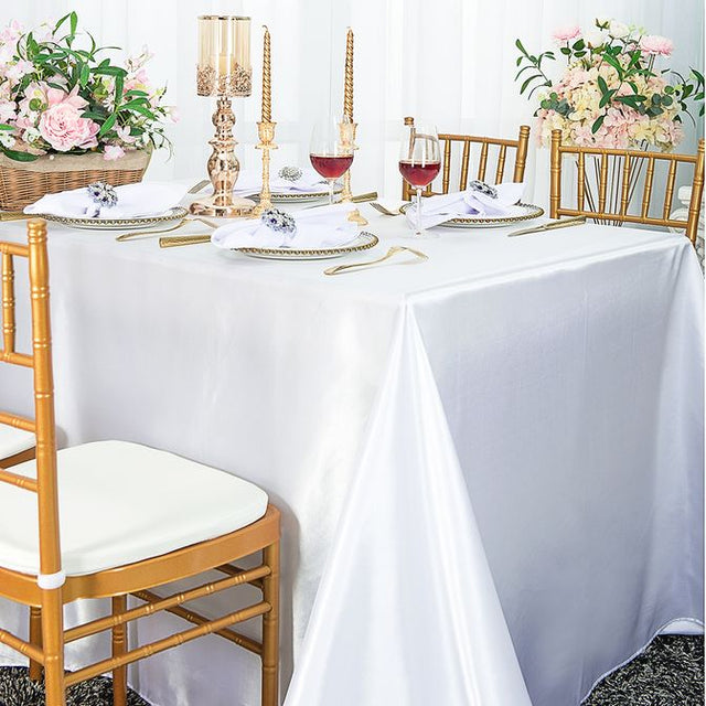 Rectangular Satin Tablecloth 90x132 White