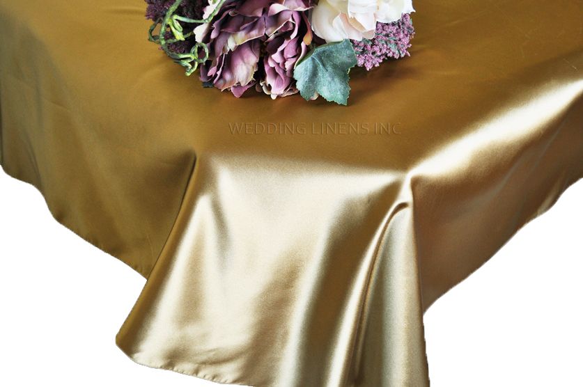 Rectangular Satin Tablecloth 54x108 Antique Gold
