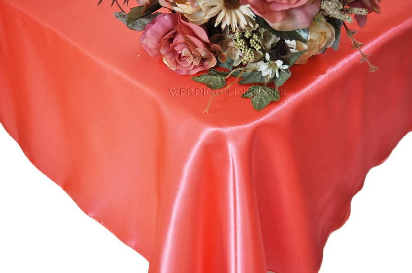 Rectangular Satin Tablecloth 54x108 Coral
