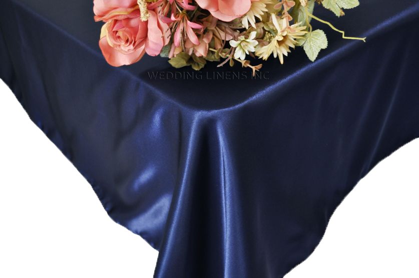 Rectangular Satin Tablecloth Navy Blue 54x108