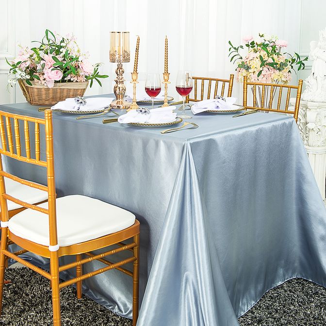 Rectangular Satin Tablecloth 72x120 Dusty Blue
