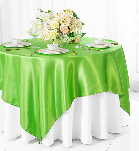 Satin Table Overlay 85x85 Square Apple Green