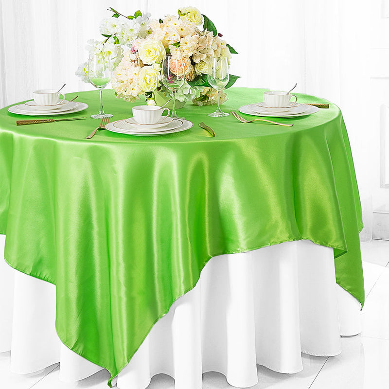 Satin Square Table Overlay 54x54 Apple Green