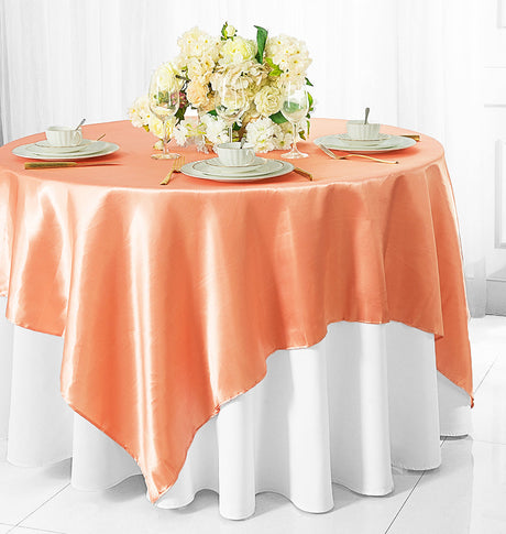 Satin Table Overlay 85x85 Square Apricot/Peach