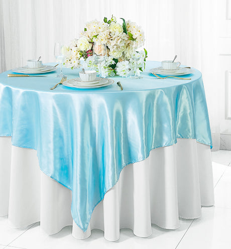 Satin Table Overlay 85x85 Square Baby Blue