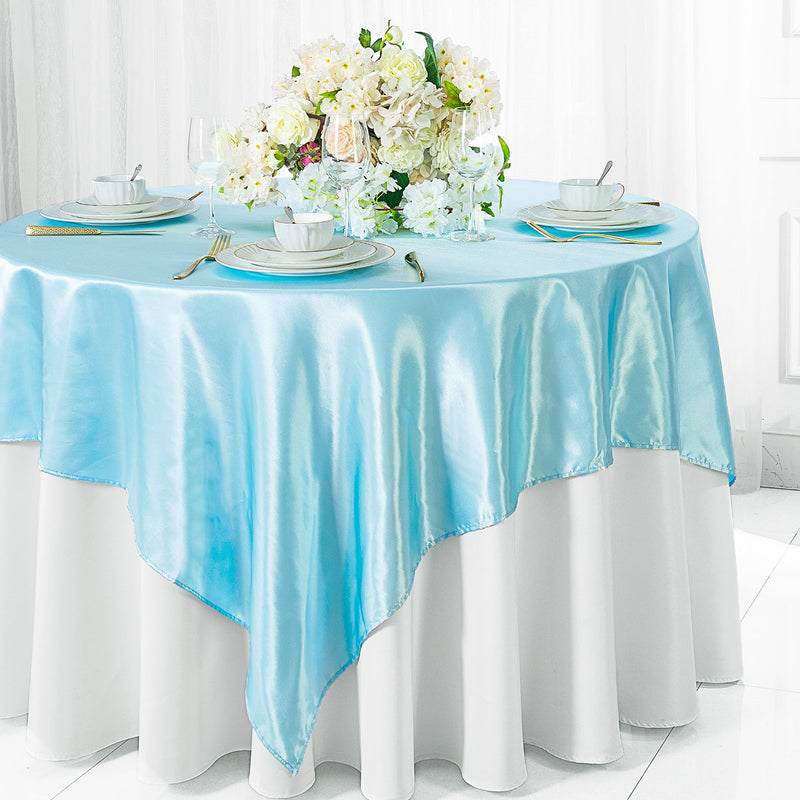 Satin Table Overlay 54x54 Square Baby Blue