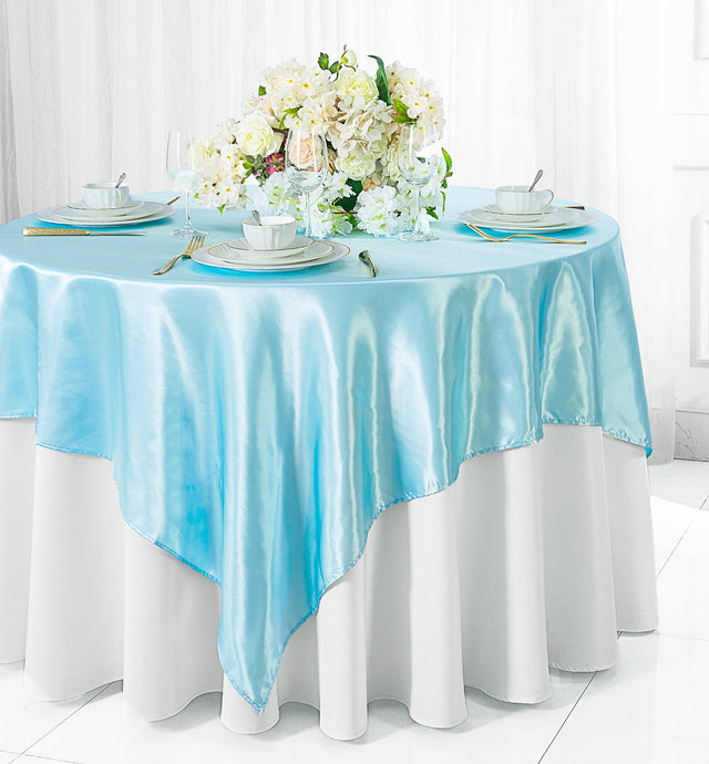 Satin Table Overlay 54x54 Square Baby Blue