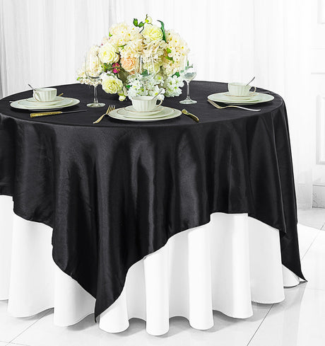 Satin Square Table Overlay 85x85 Black