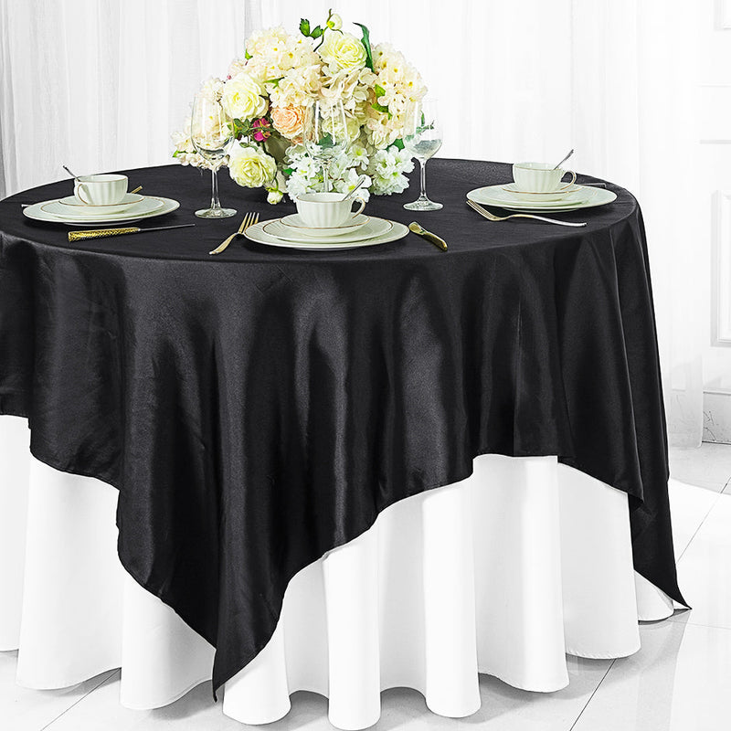 Satin Table Overlay 54x54 Square Black