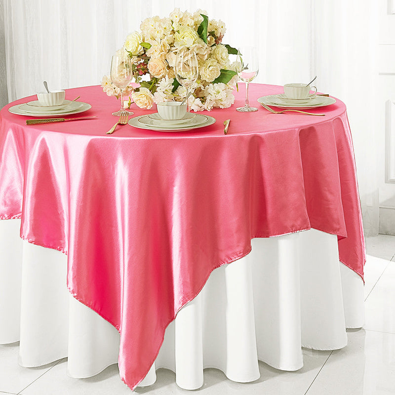Satin Square Table Overlay 54x54 Bubble Gum