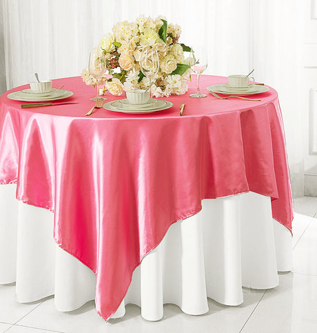 Satin Square Table Overlay 85x85 Bubble Gum