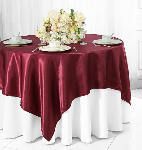 Satin Square Table Overlay 85x85 Burgundy