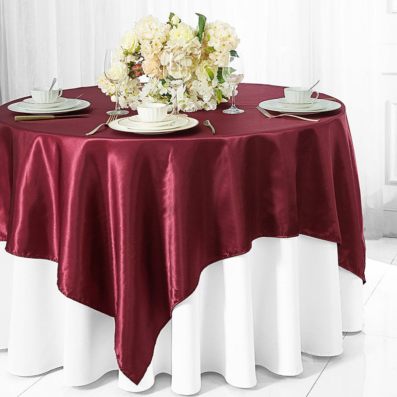 Satin Square Table Overlay 54x54 Burgundy