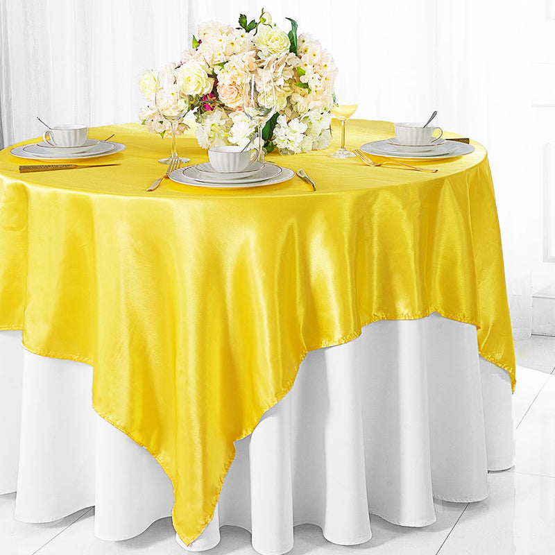 Satin Square Table Overlay 54x54 Canary Yellow