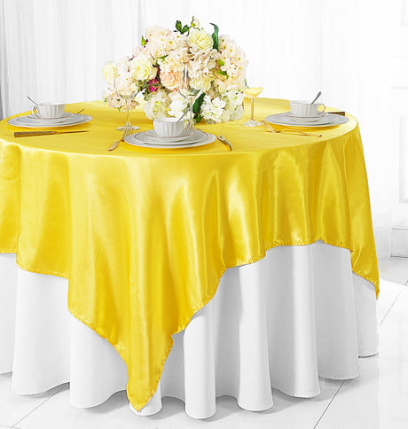 Satin Square Table Overlay 85x85 Canary Yellow