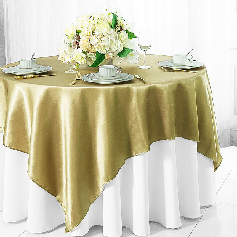 Satin Square Table Overlay 54x54 Cappuccino