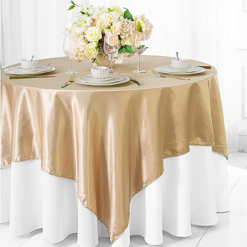 Satin Square Table Overlay 54x54 Champagne